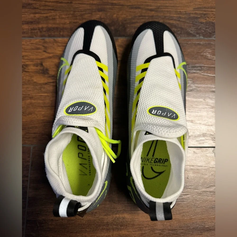Nike Vapor Edge Pro 360 Ghost Laces Cleats Men Size 9 Neon/Smoke Gray Fast Ship - Picture 6 of 11
